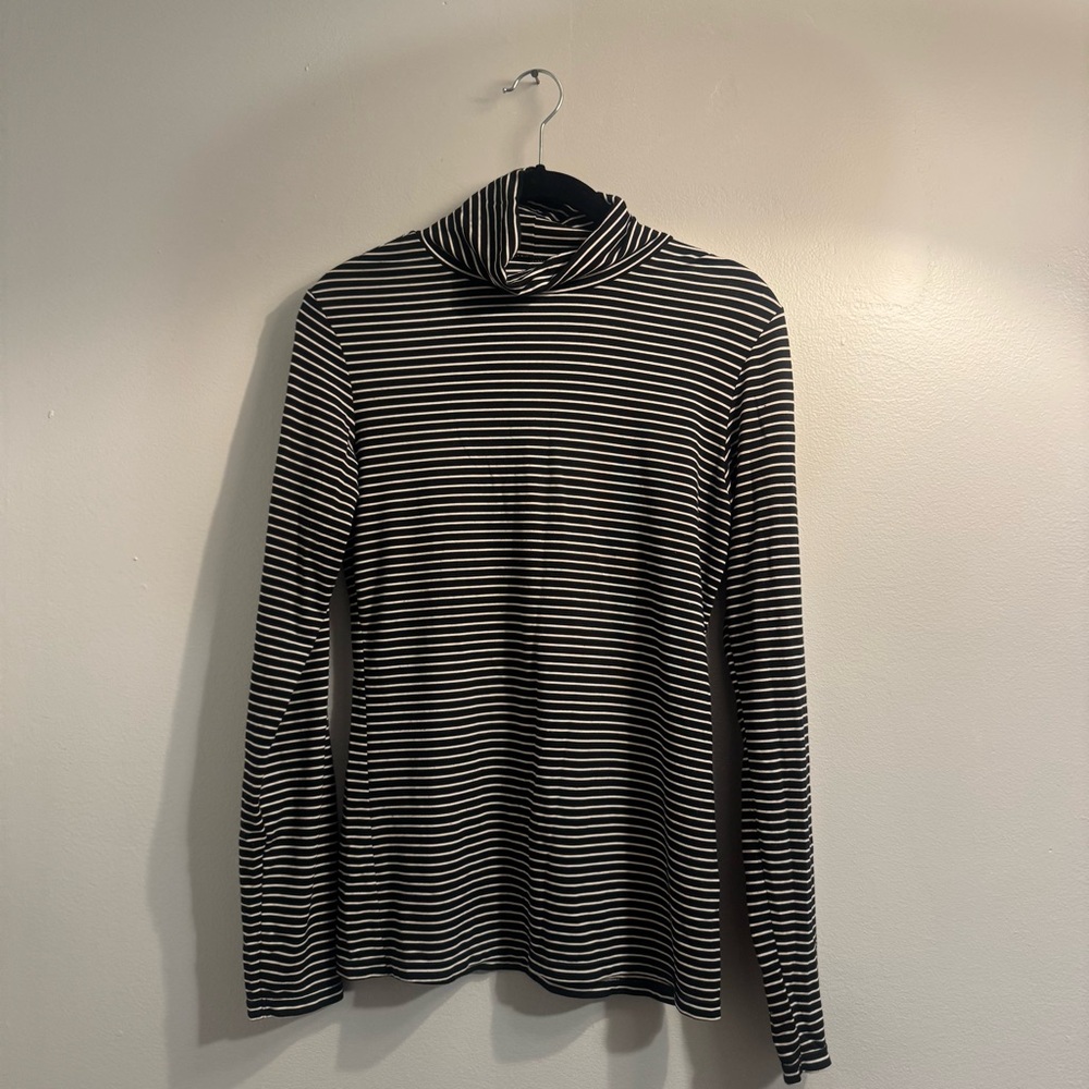 Black and White Striped Turtleneck